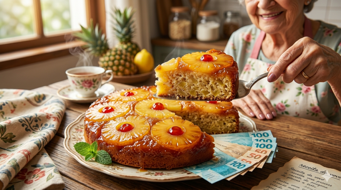 BOLO DE ABACAXI: O Clássico Bolo de Abacaxi Invertido que é o Campeão de Vendas da Vovó.