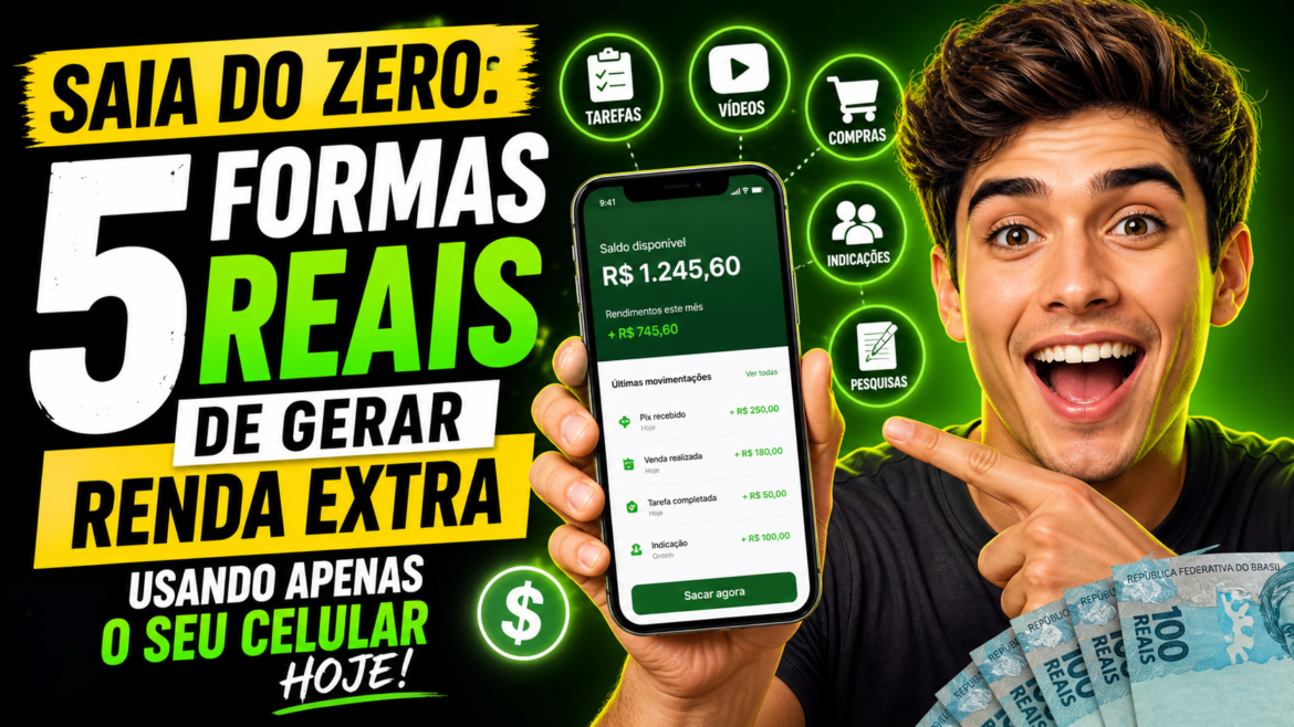 Saia do Zero: 5 Formas Reais de Gerar Renda Extra Usando Apenas o Seu Celular hoje.
