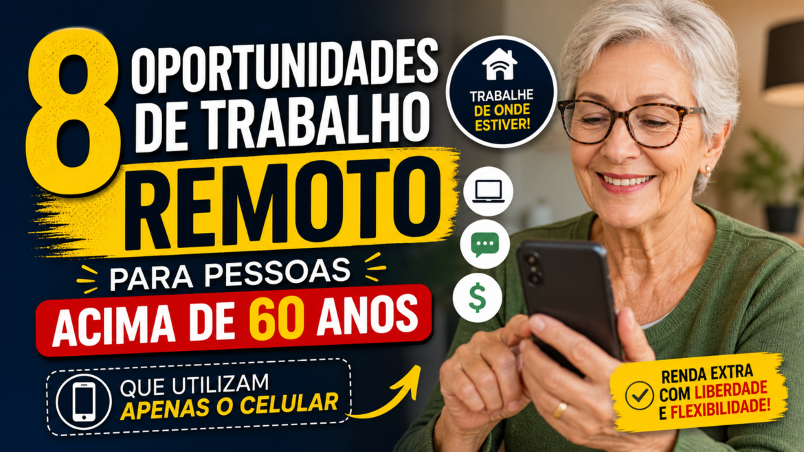 8 Oportunidades de Trabalho Remoto para Pessoas acima de 60 Anos que utilizam apenas o Celular