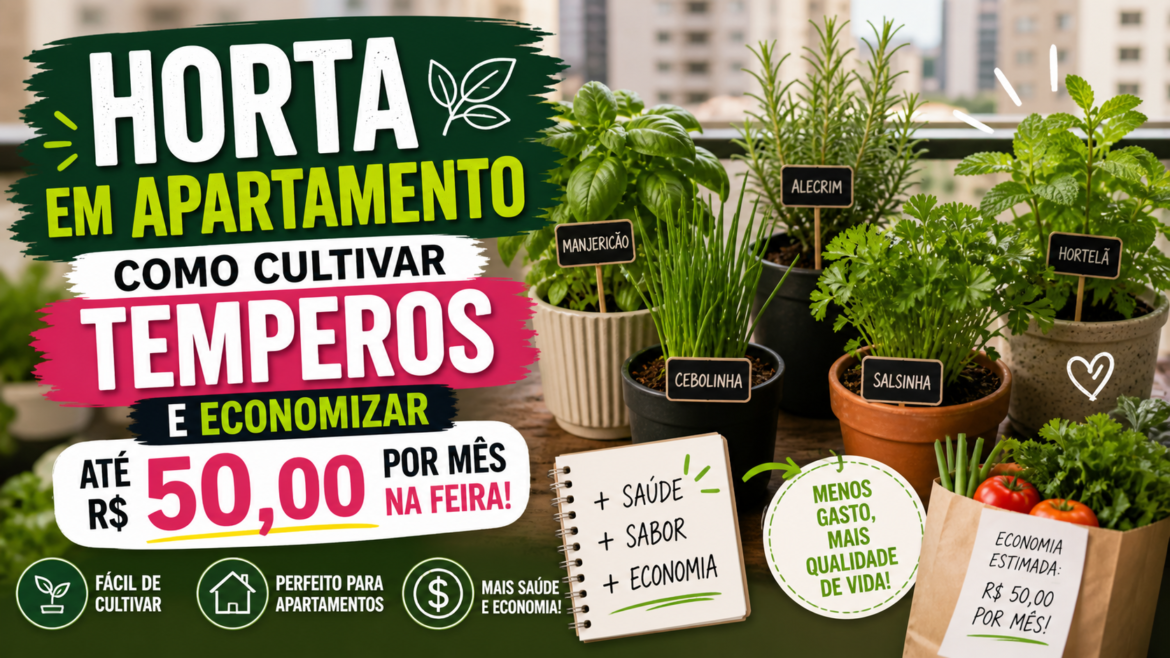 Horta em Apartamento: Como Cultivar Temperos e Economizar até R$ 50,00 por Mês na Feira