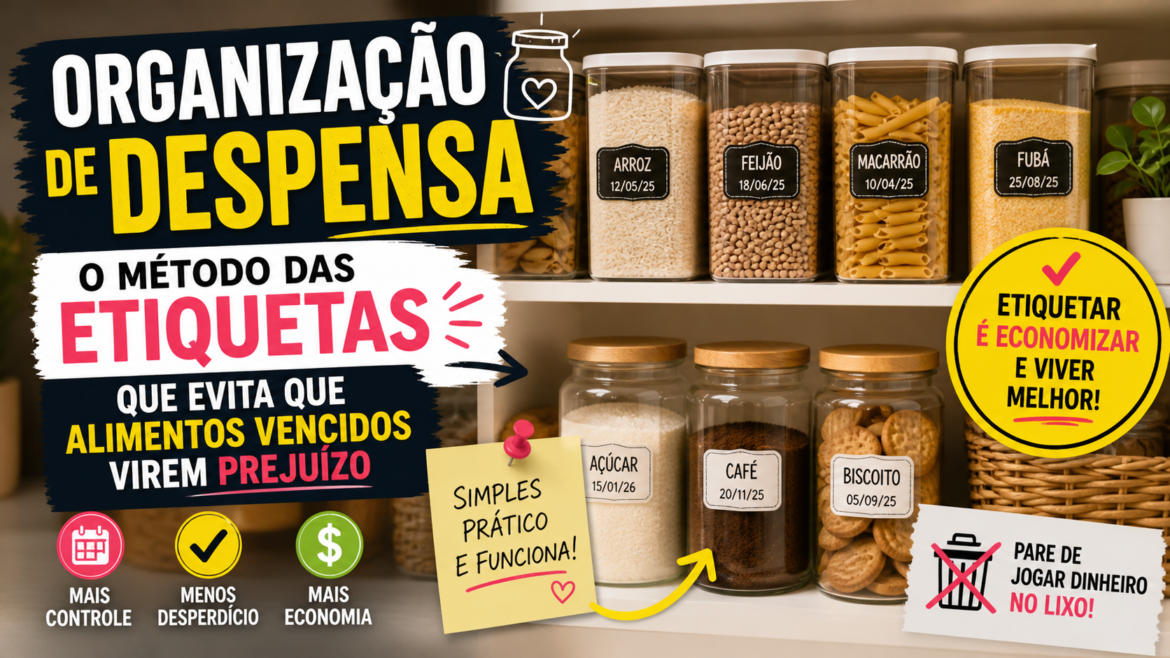 Organização de Despensa: O Método das Etiquetas que Evita que Alimentos Vencidos Virem Prejuízo