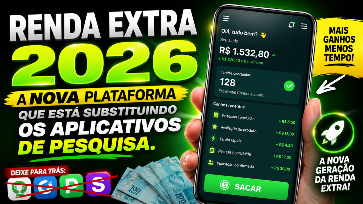 Renda Extra 2026: A Nova Plataforma que está Substituindo os Aplicativos de Pesquisa.