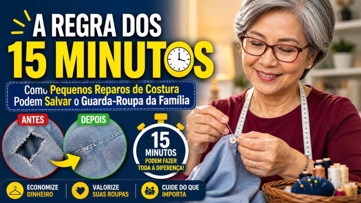 A Regra dos 15 Minutos: Como Pequenos Reparos de Costura Podem Salvar o Guarda-Roupa da Família