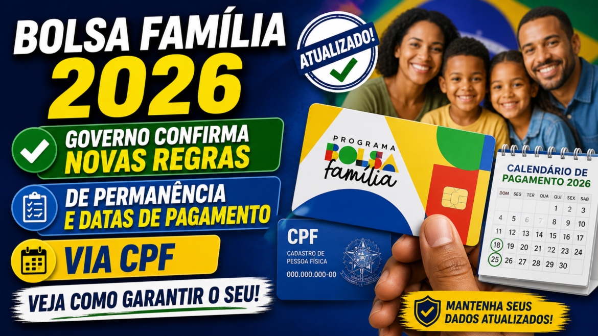 Bolsa Família 2026: Governo confirma novas regras de permanência e datas de pagamento via CPF; Veja
