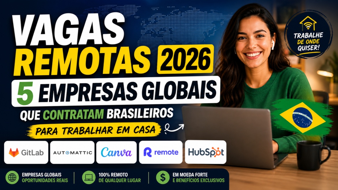 Vagas Remotas 2026: 5 Empresas Globais que contratam Brasileiros para trabalhar em casa