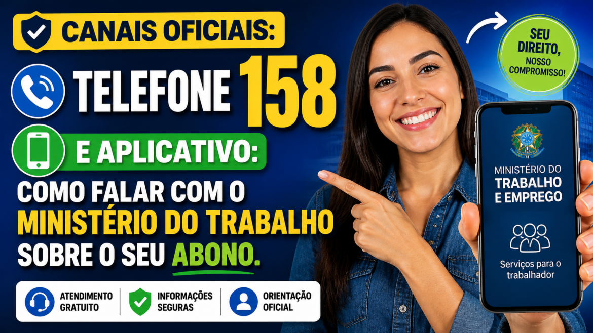 Canais Oficiais: Telefone 158 e Aplicativo: Como falar com o Ministério do Trabalho sobre o seu abono