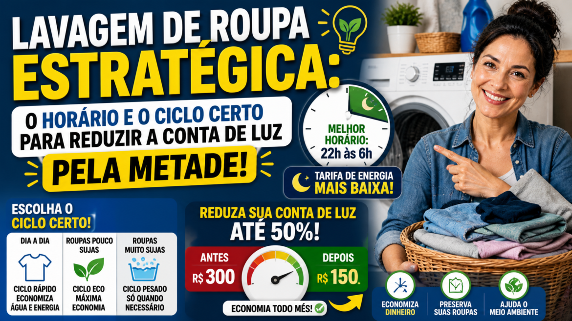 Lavagem de Roupa Estratégica: O Horário e o Ciclo Certo para Reduzir a Conta de Luz pela Metade