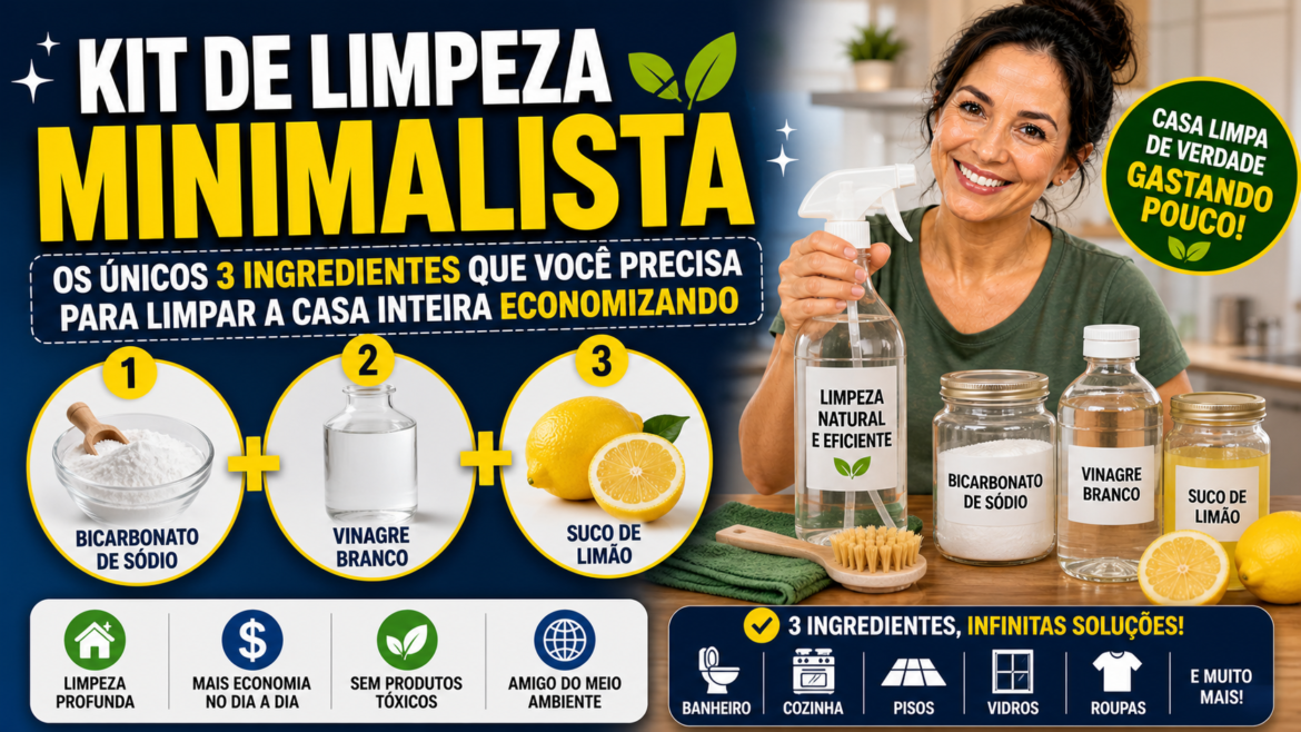 Kit de Limpeza Minimalista: Os Únicos 3 Ingredientes que Você Precisa para Limpar a Casa Inteira
