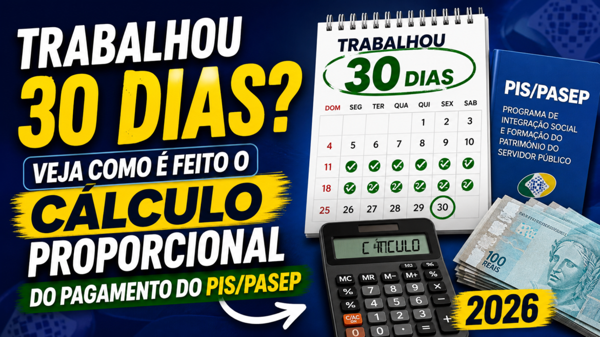 Trabalhou 30 dias? Veja como é feito o cálculo proporcional do pagamento do PIS/Pasep 2026