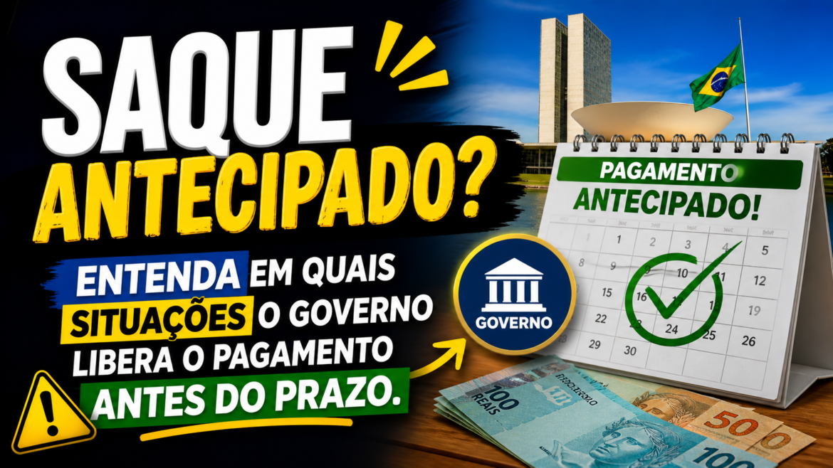 Saque Antecipado? Entenda em quais situações o Governo libera o pagamento antes do prazo.